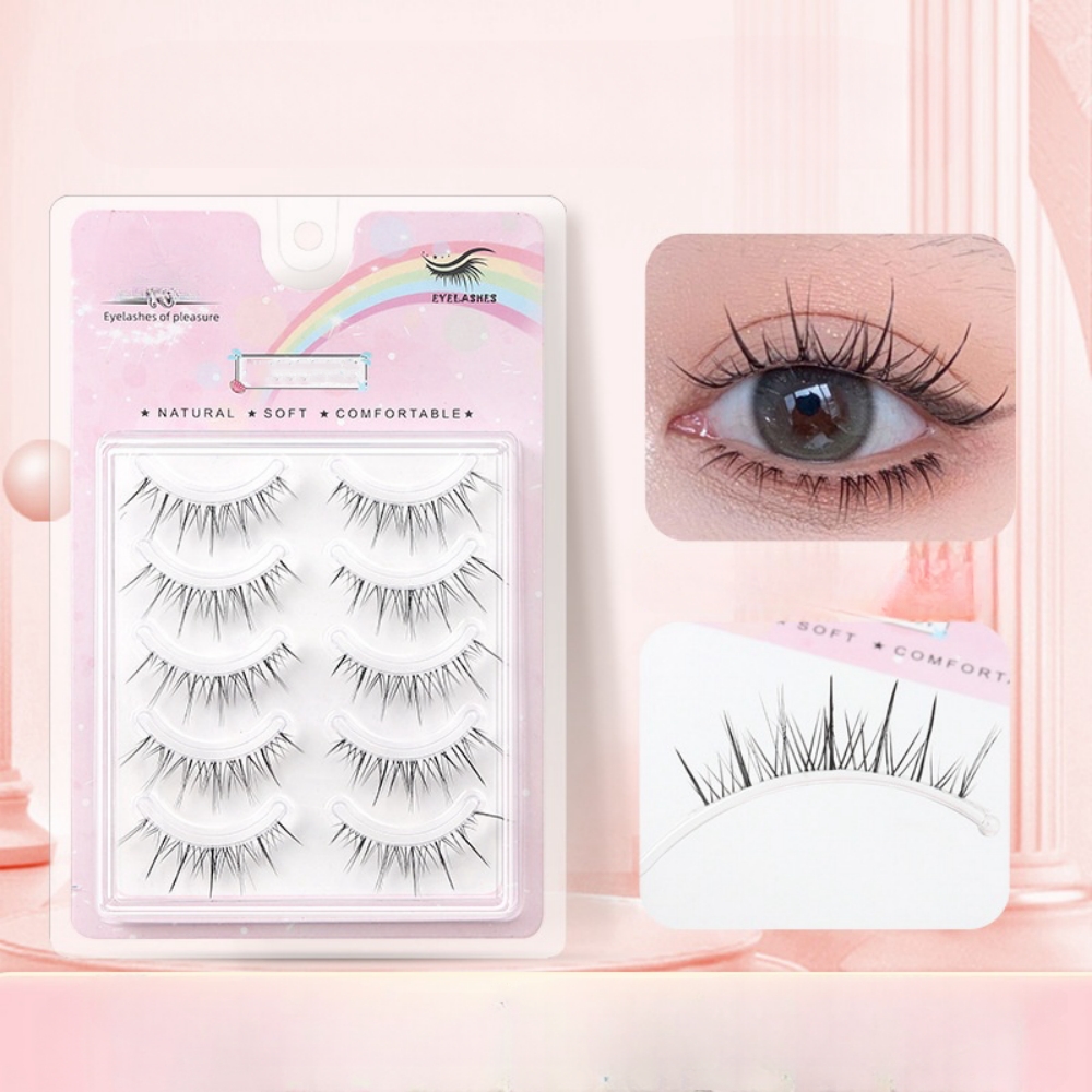 Beauty Makeup Looks - 5 Pairs Transparent Stem Wavy False