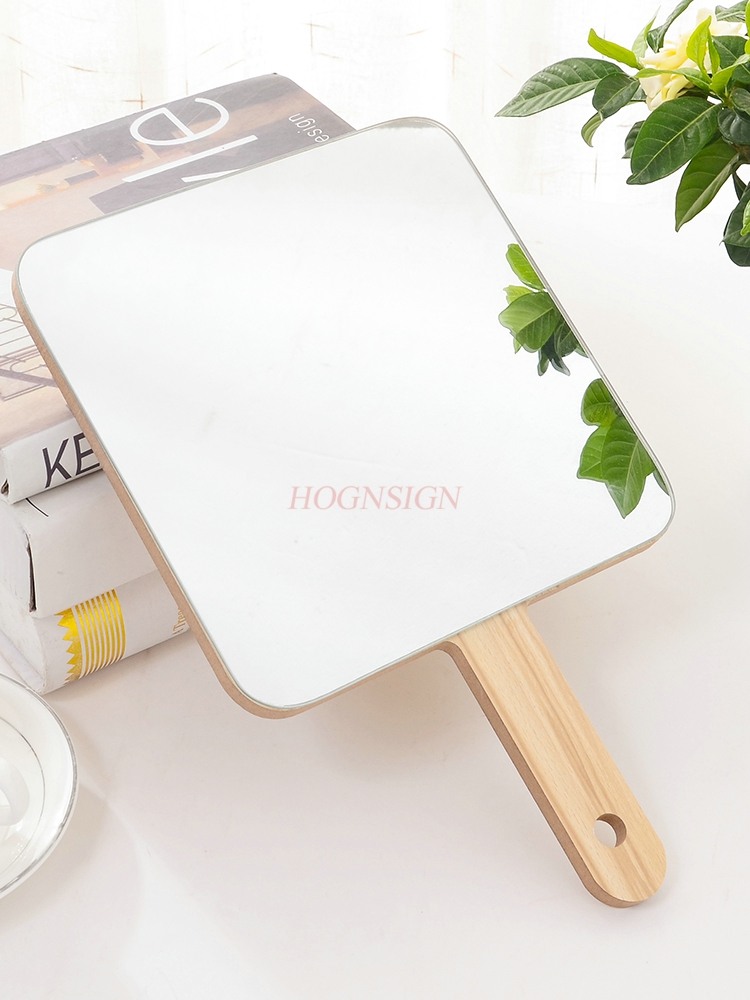 Beauty Makeup Definition - Wooden handle mirror, high-definition makeup mirror,