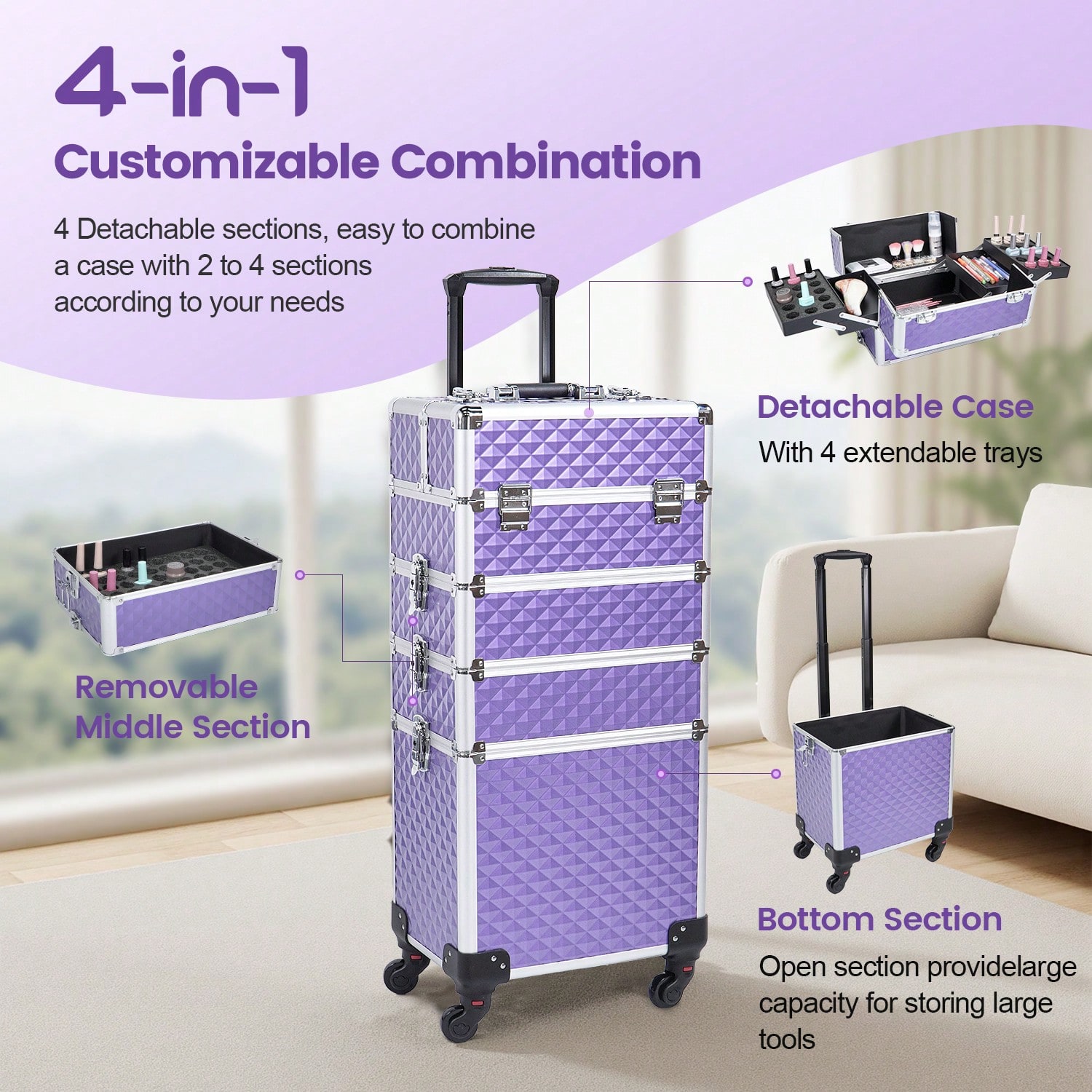 4 in 1 Rolling Makeup Train Ca - огляд і ціна Beauty Makeup Trolley