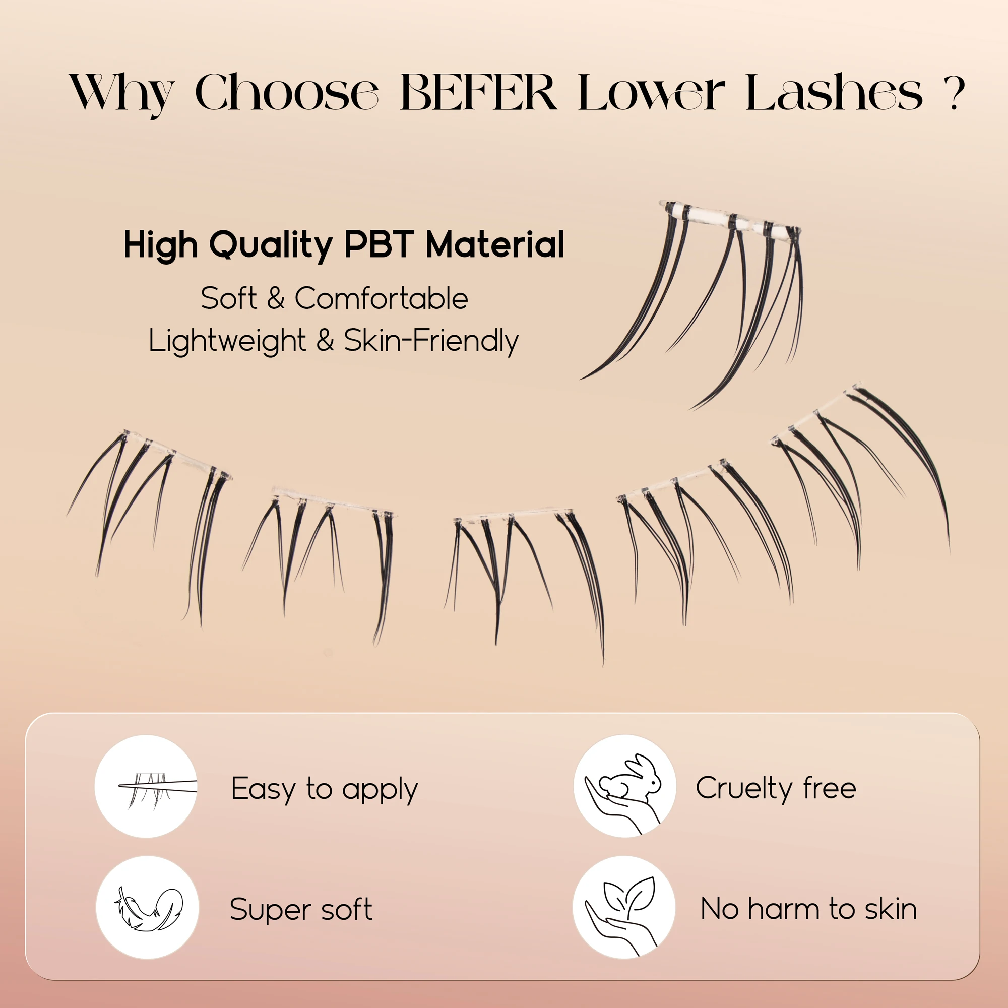 Befer No Glue Needed Lower Las - огляд і ціна False Eyelashes Natural