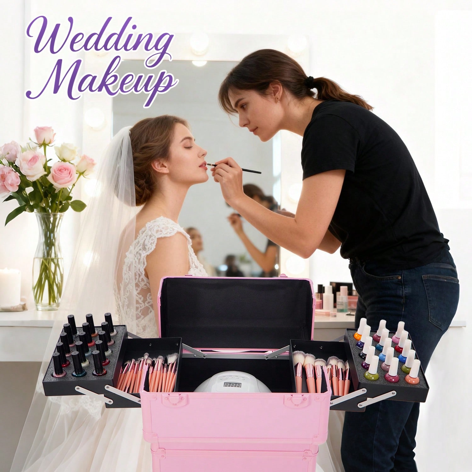 Rolling Makeup Train Case 4 in - огляд і ціна Beauty Makeup Trolley