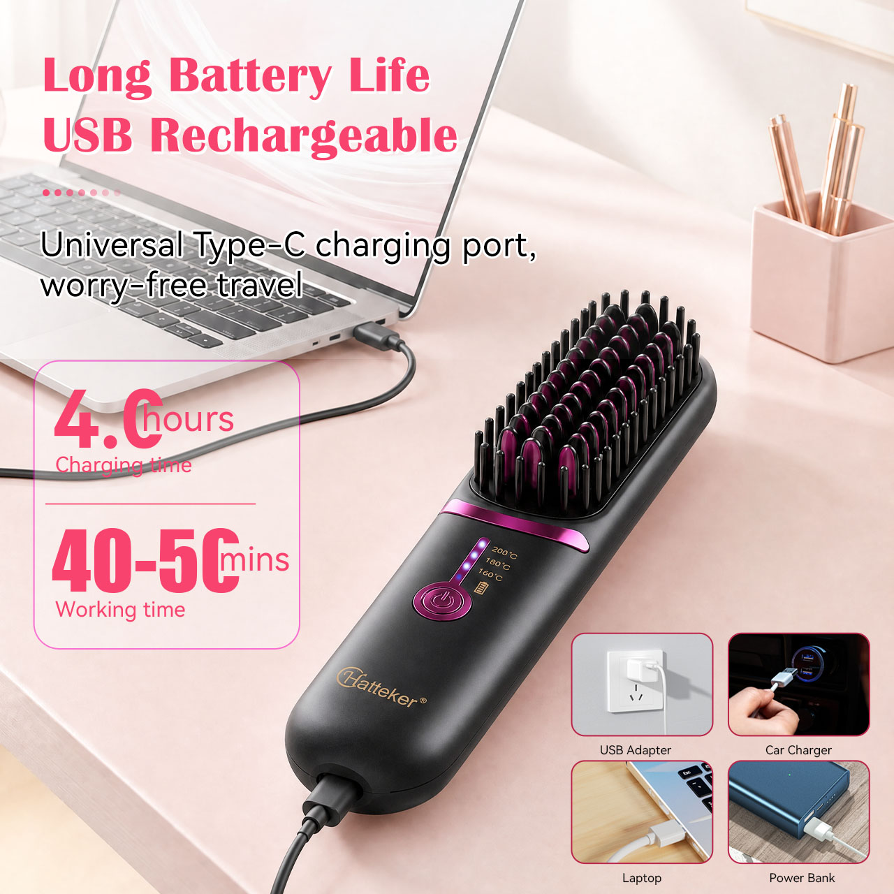 Hatteker Wireless Portable Tra - огляд і ціна Hair Straightener